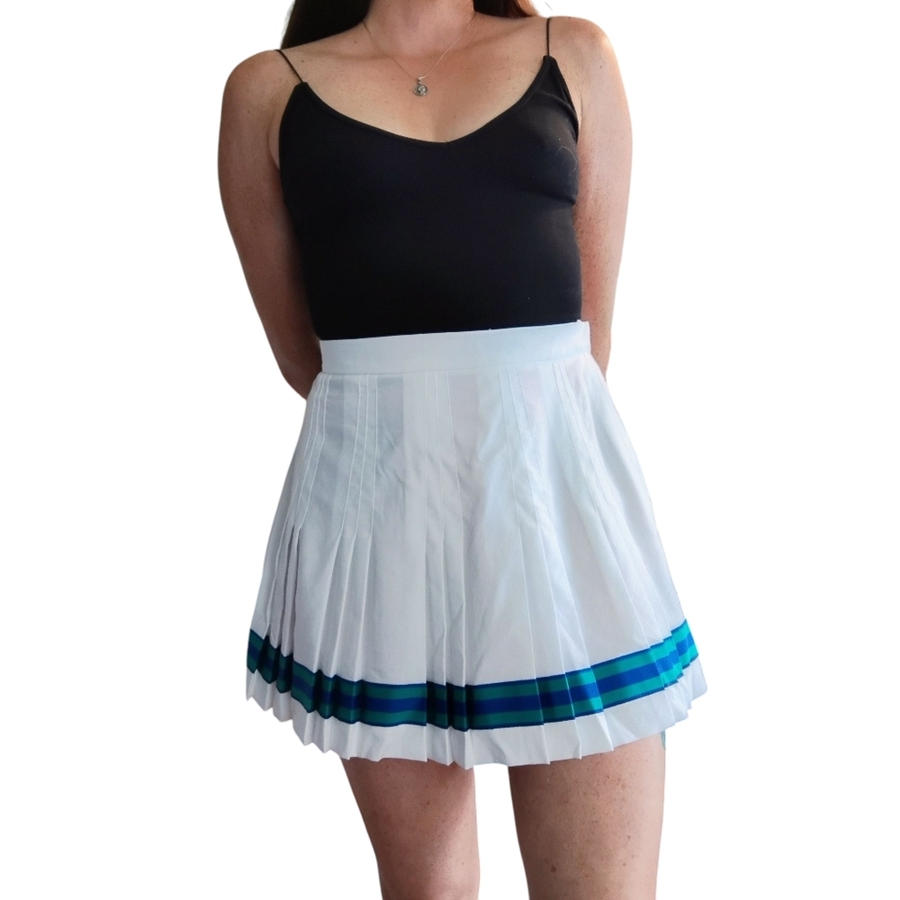 Vintage Quantum Sport Tennis Skirt Womens 6 White Stripe Pickleball Preppy